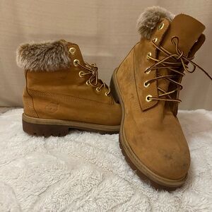Men’s Timberland Fur Lined Leather Boots Brown US 6